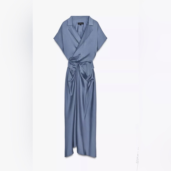 ZARA Satin Effect Wrap Dress. - Picture 4 of 6